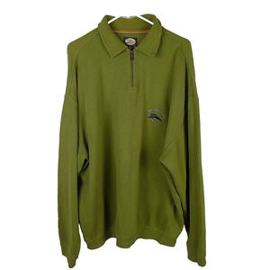 Tommy Bahama Men's Tobago Bay 1/4 Zip Pullover Sweater Size XL Green 100% Cotton